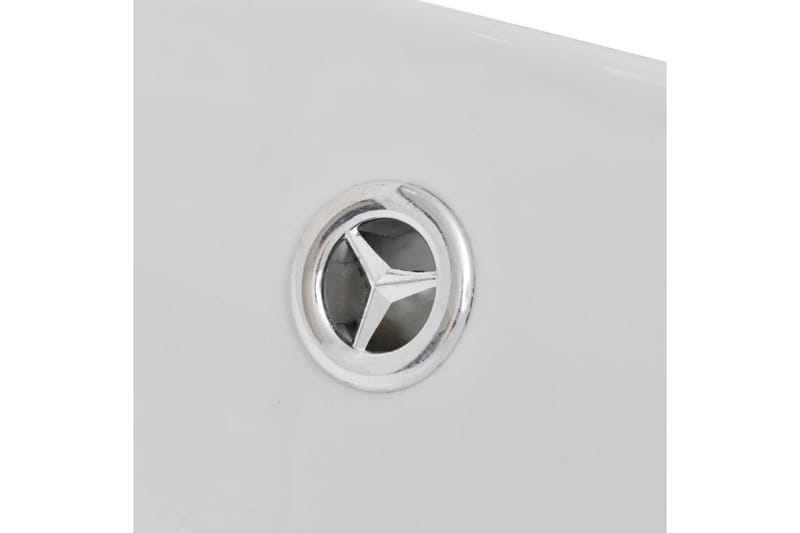 håndvask keramisk oval med overløb 59 x 38,5 cm - Hvid - Lille håndvask