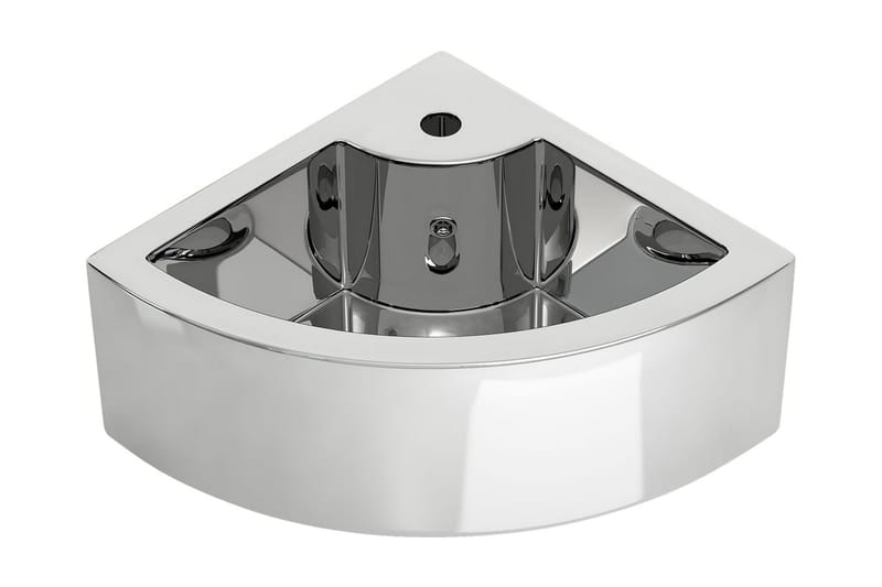 håndvask med overløb 45 x 32 x 12,5 cm keramik sølvfarvet - Sølv - Lille håndvask