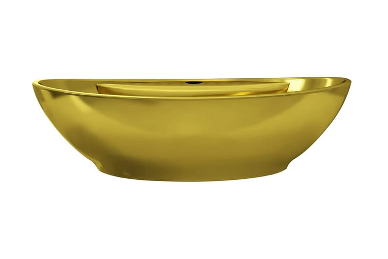 håndvask med overløb 58,5 x 39 x 21 cm keramik guldfarvet - Guld - Lille håndvask