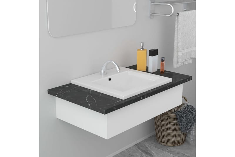 indbygget håndvask 42x39x18 cm keramisk hvid - Hvid - Lille håndvask