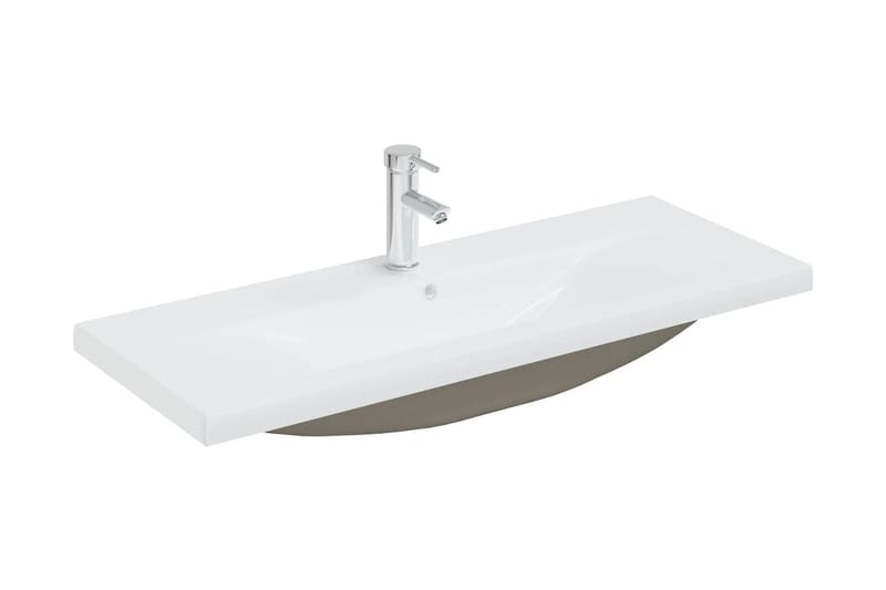 indbygget håndvask med hane 101x39x18 cm keramisk hvid - Lille håndvask