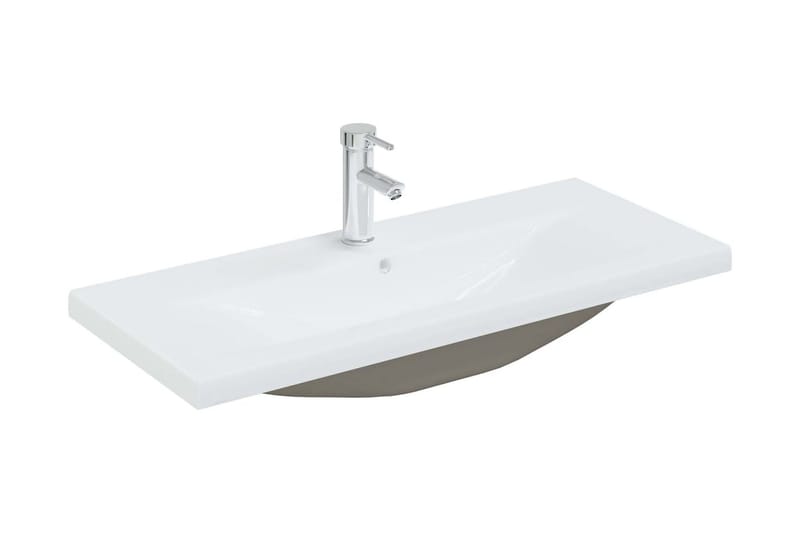 indbygget håndvask med hane 91x39x18 cm keramisk hvid - Lille håndvask