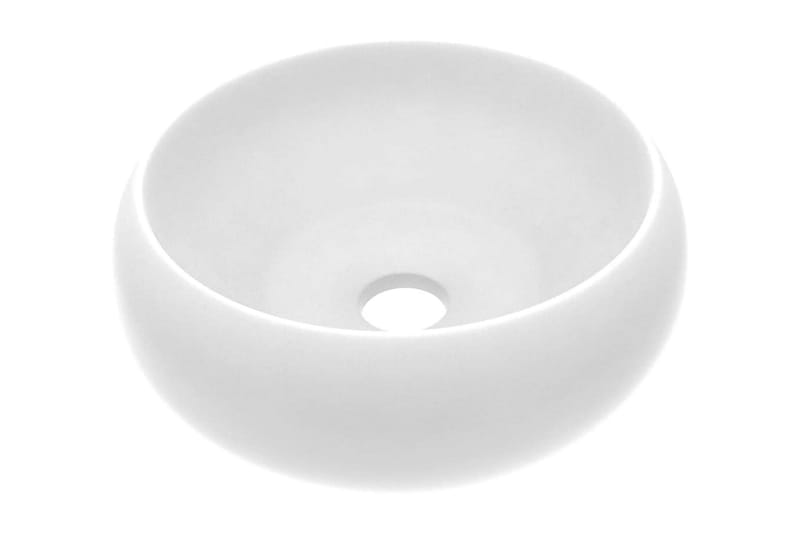Luksuriøs Håndvask 40x15 cm Rund Keramisk Mat Hvid - Lille håndvask