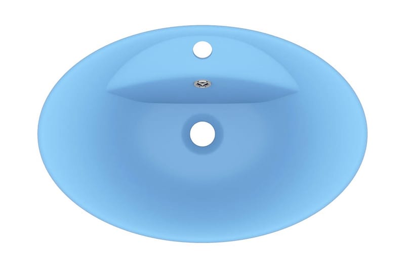 Luksuriøs Håndvask Overløb 58,5x39 cm Keramik Oval Lyseblå - Lille håndvask