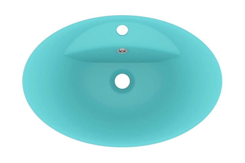 Luksuriøs Håndvask Overløb 58,5x39 cm Keramik Oval Lysegrøn - Lille håndvask
