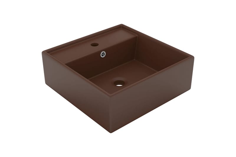Luksus Håndvask Overløb 41x41cm Keramik Firkantet Mørkebrun - Lille håndvask