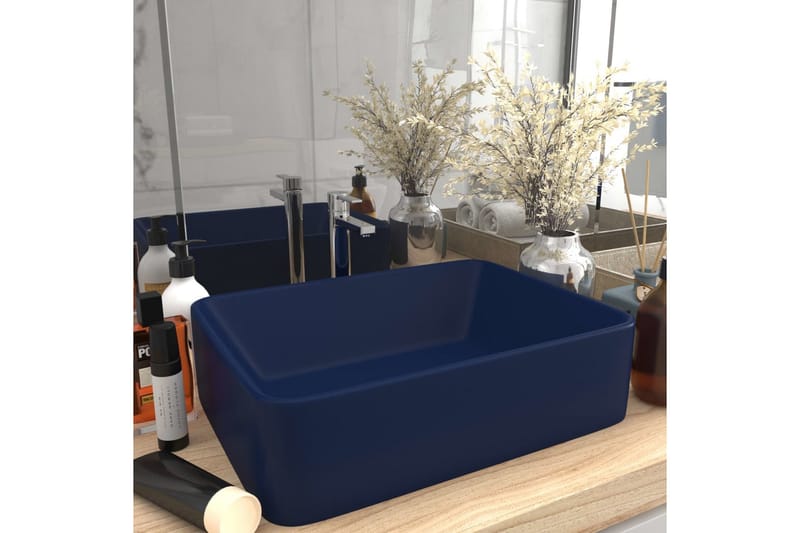 Luksushåndvask 41x30x12 cm Keramik Mat Mørkeblå - Lille håndvask
