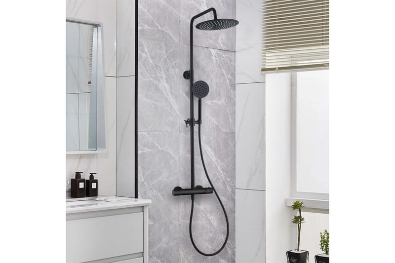 Loftbrusersæt med armatur | Brusa - Sort - Hus & renovering - Køkken & bad - Badeværelse - Brusearmatur & tilbehør