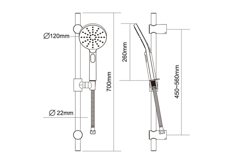 Sannahed Brusesæt 70 cm - Krom - Hus & renovering - Køkken & bad - Badeværelse - Brusearmatur & tilbehør