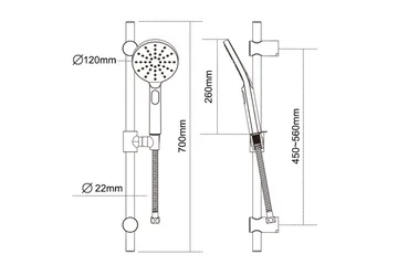Sannahed Brusesæt 70 cm - Krom - Hus & renovering - Køkken & bad - Badeværelse - Brusearmatur & tilbehør