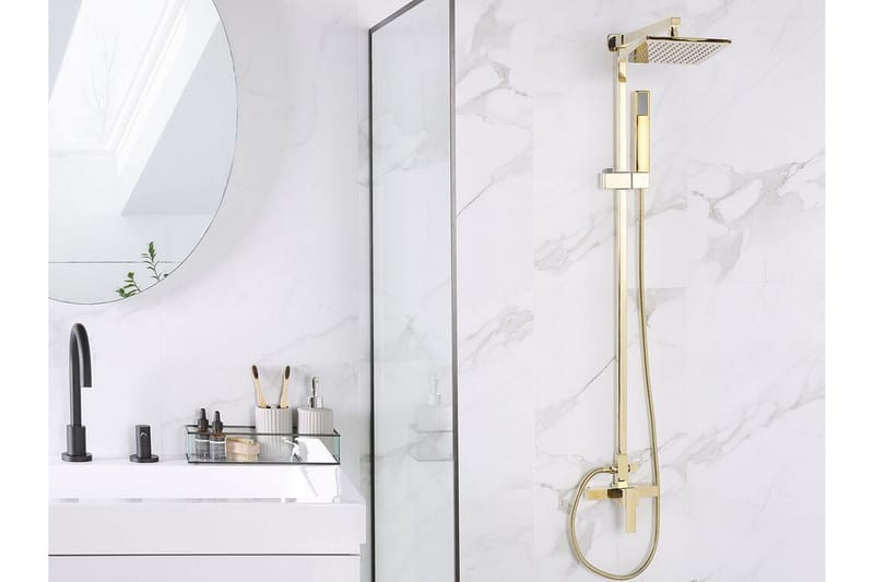 Tagbo Brusesæt med Loftbruser - Guld - Hus & renovering - Køkken & bad - Badeværelse - Brusearmatur & tilbehør