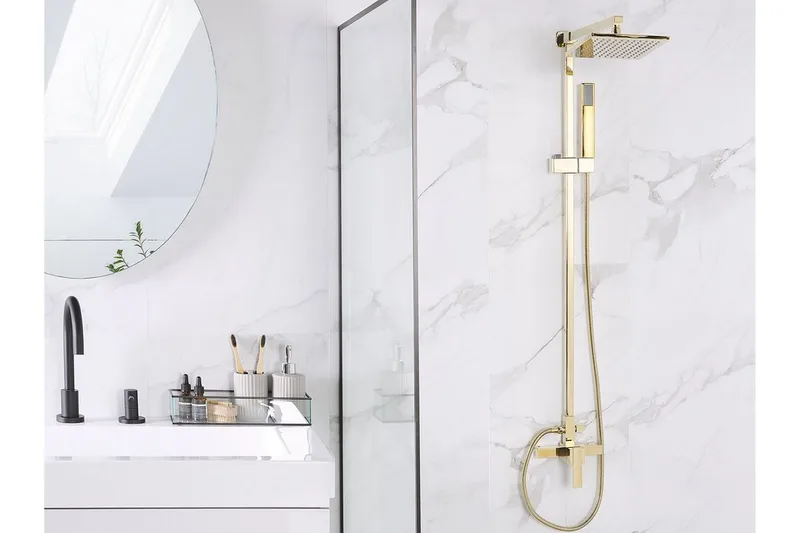 Tagbo Brusesæt med Loftbruser - Guld - Hus & renovering - Køkken & bad - Badeværelse - Brusearmatur & tilbehør