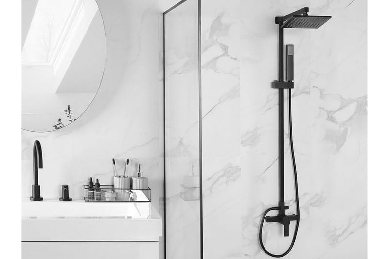 Tagbo Brusesæt med Loftbruser - Mat Sort - Hus & renovering - Køkken & bad - Badeværelse - Brusearmatur & tilbehør