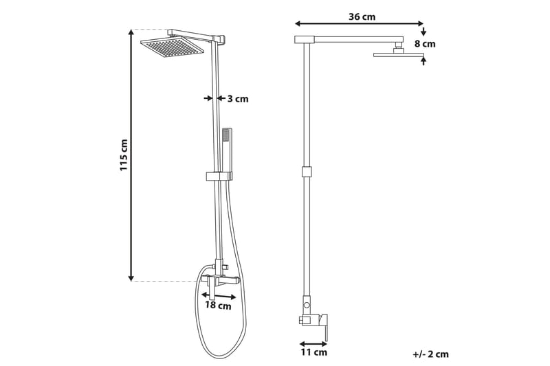 Tagbo Brusesæt med Loftbruser - Mat Sort - Hus & renovering - Køkken & bad - Badeværelse - Brusearmatur & tilbehør
