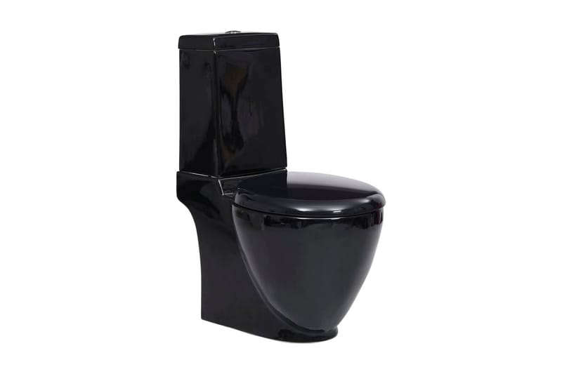 keramisk toilet vandstrøm bagpå sort - Sort - Gulvstående toilet