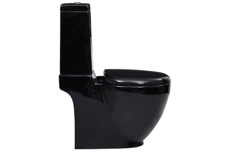 keramisk toilet vandstrøm bagpå sort - Sort - Gulvstående toilet