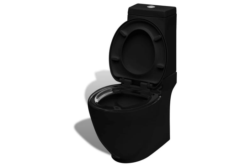 Stående Toilet Og Bidet Sæt, Sort, Keramisk - Sort - Gulvstående toilet