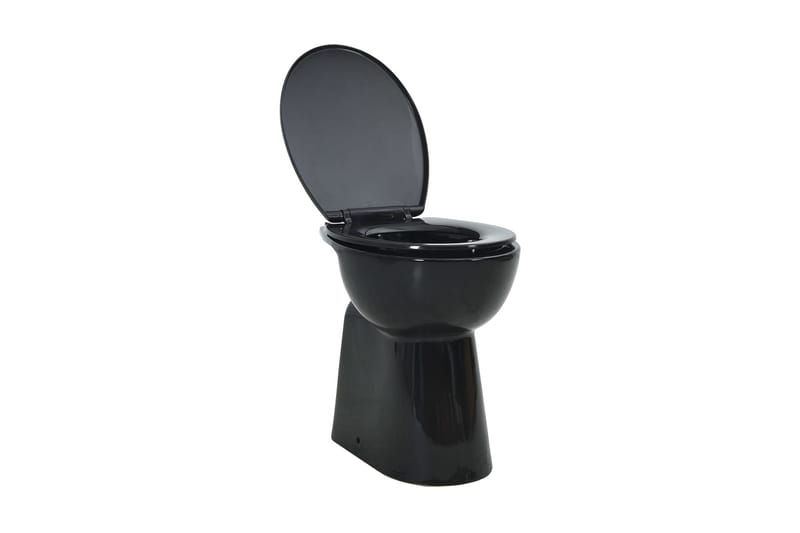 Højt Toilet Uden Kant Soft Close 7 cm Højere Keramik Sort - Toiletter & WC