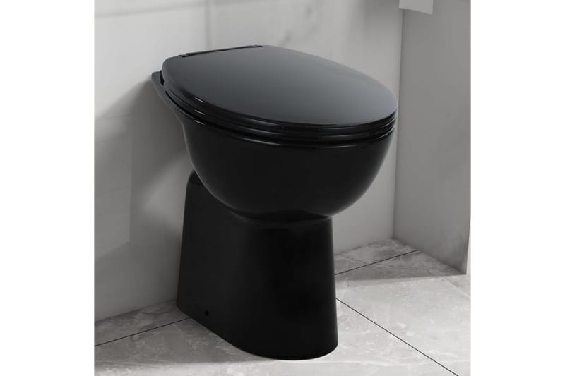 Højt Toilet Uden Kant Soft Close 7 cm Højere Keramik Sort - Toiletter & WC