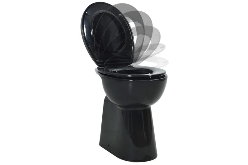 Højt Toilet Uden Kant Soft Close 7 cm Højere Keramik Sort - Toiletter & WC
