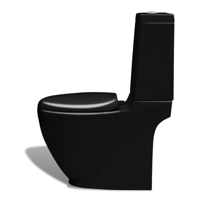 keramisk toilet rund vandstrøm i bunden sort - Sort - Gulvstående toilet