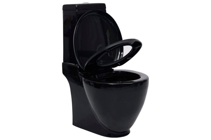 keramisk toilet afløb i bunden rund sort - Sort - Toiletsæde