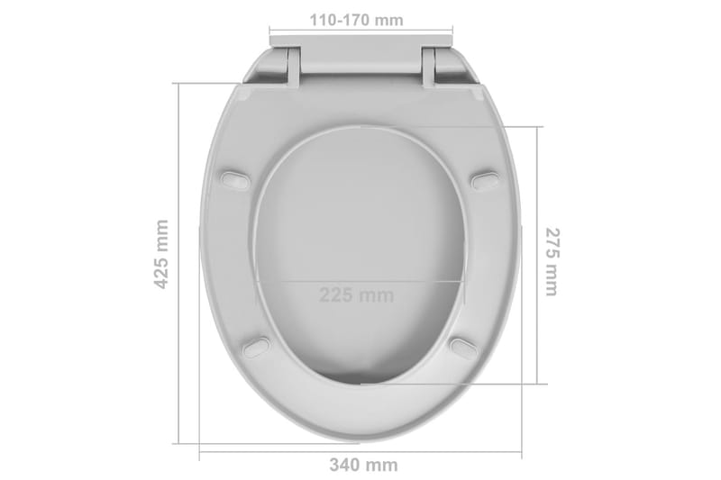 toiletsæde med soft close & quick release-funktion oval grå - Grå - Toiletsæde