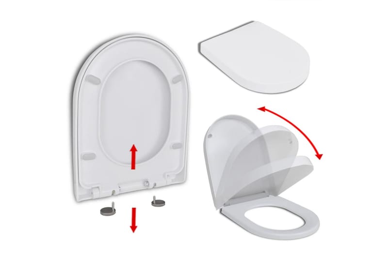 soft close toiletsæde quick-release design firkantet hvid - Hvid - Toiletsæde