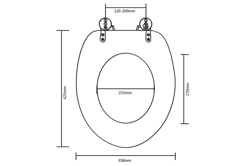 toiletsæde MDF låg enkelt design sort - Sort - Toiletsæde
