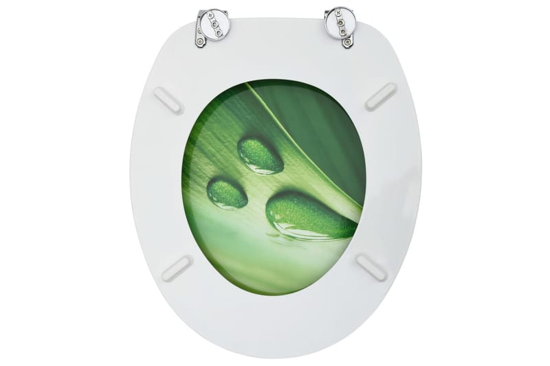 Toiletsæde Med Låg Mdf Vanddråbedesign Grøn - Toiletsæde