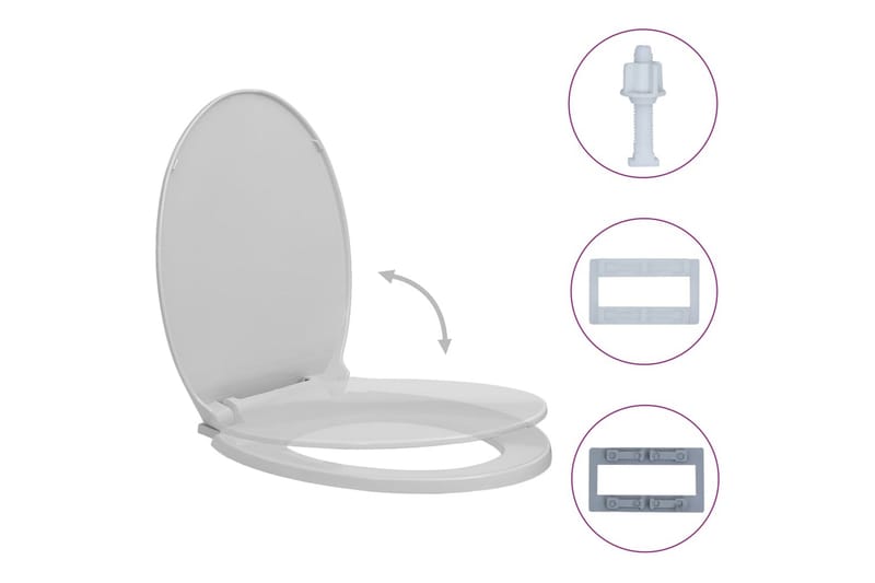 toiletsæde med soft-close oval lysegrå - Grå - Toiletsæde