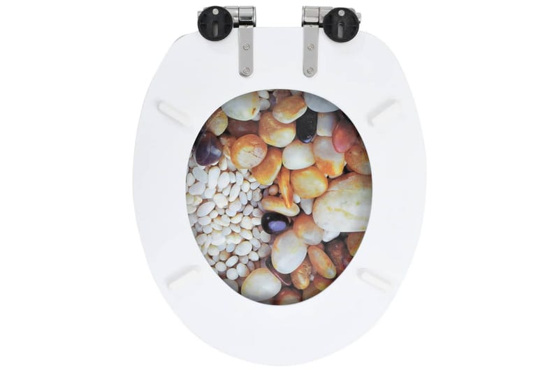 Toiletsæder 2 Stk. Med Soft Close-Låg Mdf Småstensdesign - Flerfarvet - Toiletsæde
