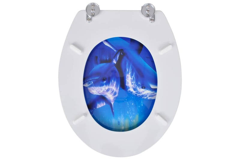 Toiletsæder Med Hard Close-Låg 2 Stk. Delfindesign Mdf - Flerfarvet - Toiletsæde