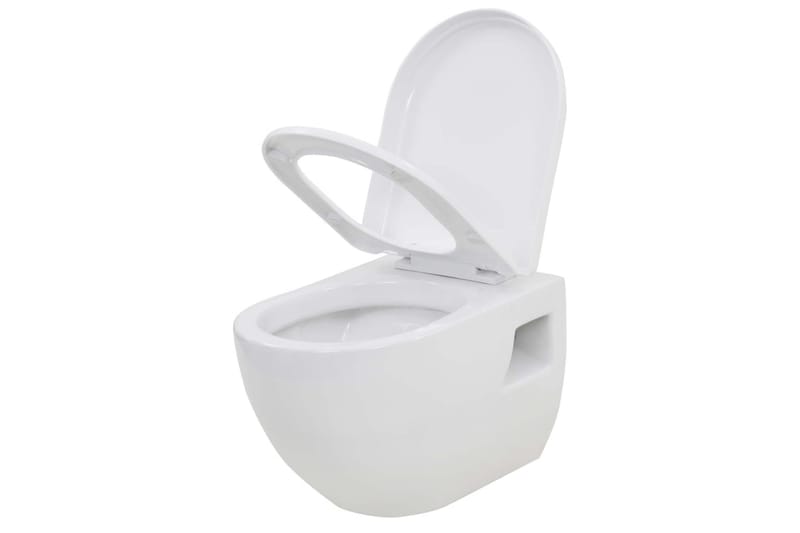 væghængt toilet med skjult cisterne keramisk - Hvid - Væghængt toilet