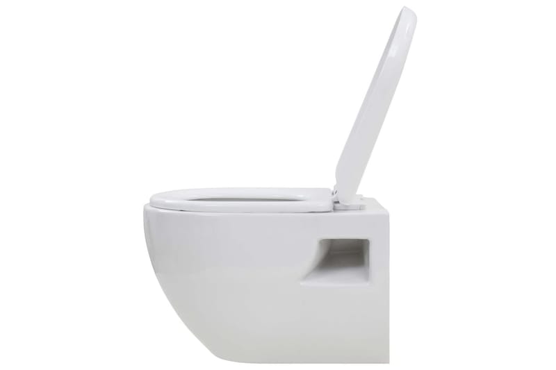 væghængt toilet med skjult cisterne keramisk - Hvid - Væghængt toilet