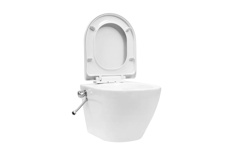 Væghængt Toilet Uden Kant & m. Skjult Cisterne Keramik Hvid - Væghængt toilet
