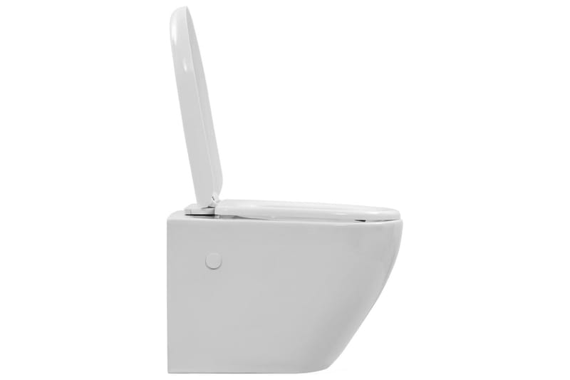 væghængt toilet uden kant keramik hvid - Hvid - Væghængt toilet