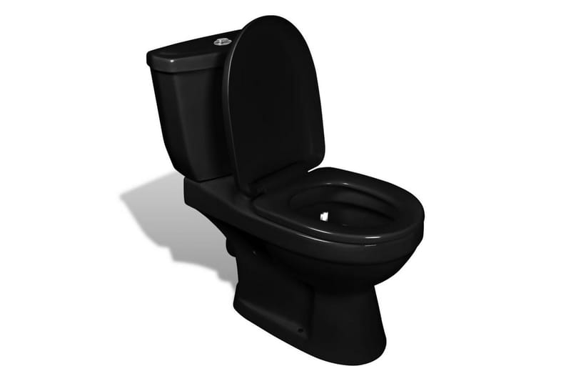 Wc Komplet Med Cisterne Sort Keramik - Sort - Gulvstående toilet