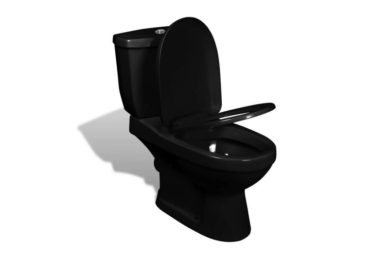 Wc Komplet Med Cisterne Sort Keramik - Sort - Gulvstående toilet