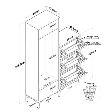 Garderobestativ Wallxpert Dara EA148 (120 x 198,6 x 37,5 cm) Valnød Hvid - Valnød og hvid - Hus & renovering - Køkken & bad - Køkken & bryggers