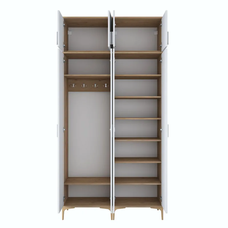 Garderobestativ Wallxpert Fenn EA161 (120 x 240 x 37,5 cm) Valnød Hvid - Valnød og hvid - Hus & renovering - Køkken & bad - Køkken & bryggers