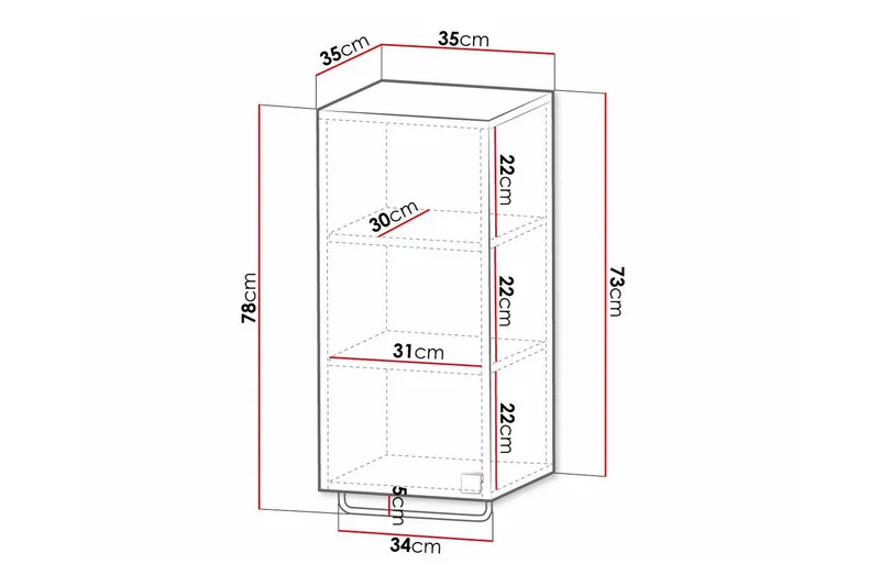 Glenndale Högskåp Badrum 73 cm Concept 55 Grey - Hus & renovering - Køkken & bad - Badeværelse - Badeværelsesmøbler - Vægskabe & højskabe