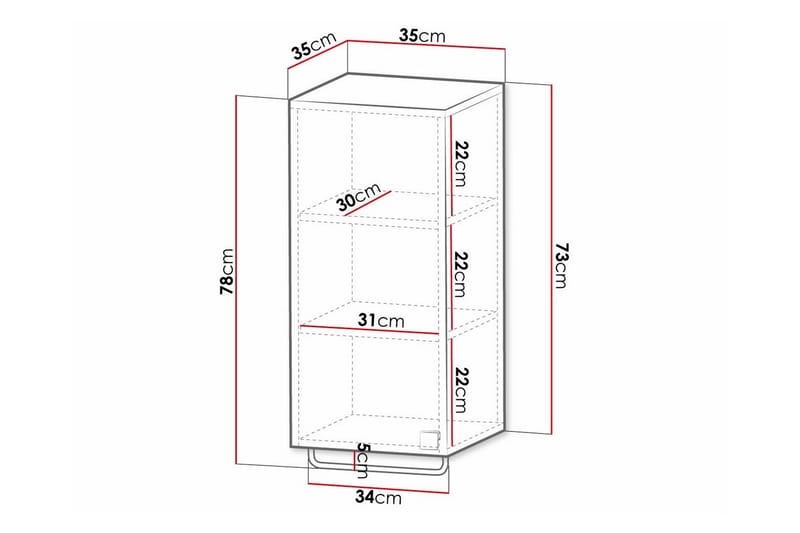 Glenndale Højskab til badeværelse 73 cm - Hvid - Hus & renovering - Køkken & bad - Badeværelse - Badeværelsesmøbler - Vægskabe & højskabe