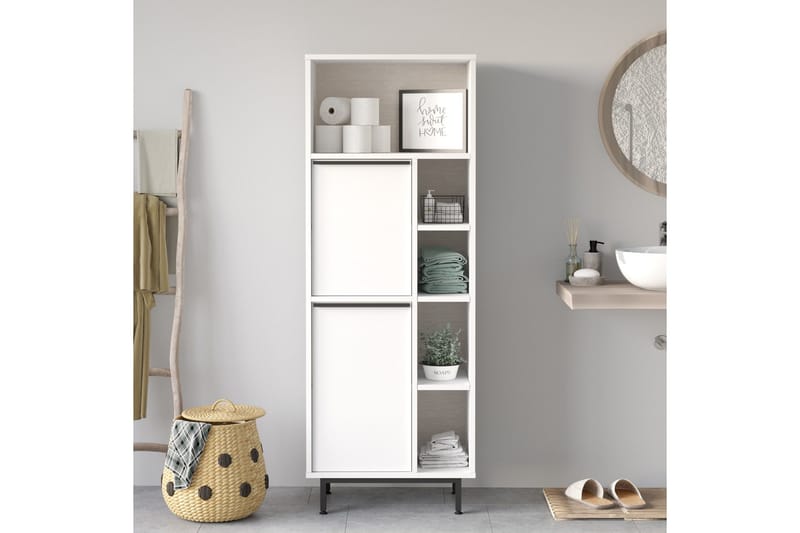 Liyakat Højskab Badeværelse 161,6 cm - Hvid - Hus & renovering - Køkken & bad - Badeværelse - Badeværelsesmøbler - Vægskabe & højskabe