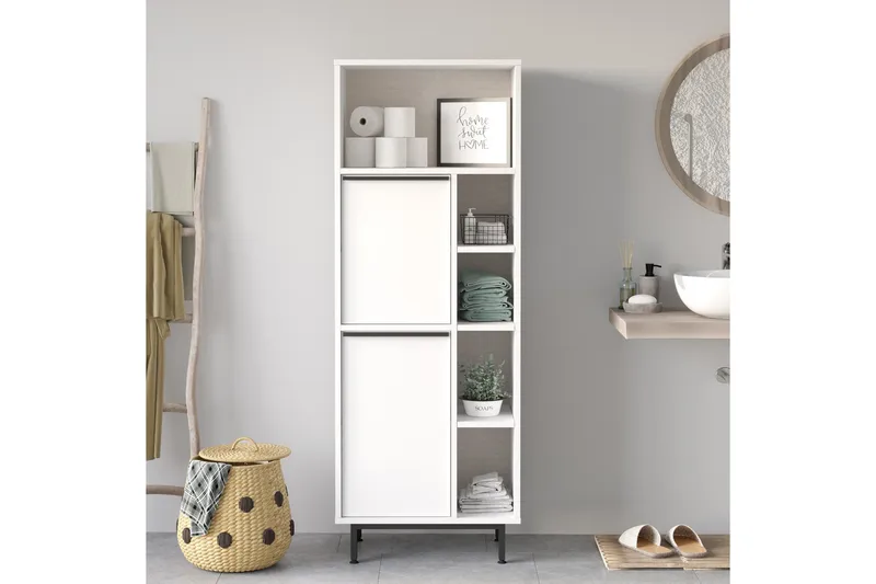 Liyakat Højskab Badeværelse 161,6 cm - Hvid - Hus & renovering - Køkken & bad - Badeværelse - Badeværelsesmøbler - Vægskabe & højskabe