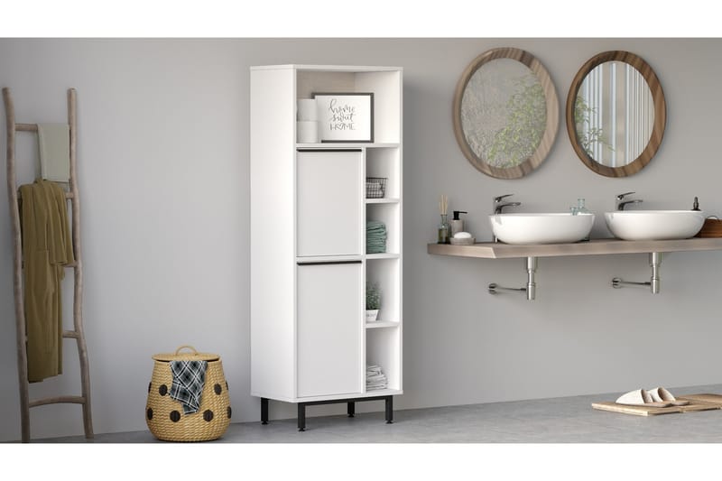 Liyakat Højskab Badeværelse 161,6 cm - Hvid - Hus & renovering - Køkken & bad - Badeværelse - Badeværelsesmøbler - Badeværelsesskab