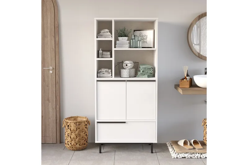 Liyakat Højskab Badeværelse 161,6 cm - Hvid - Hus & renovering - Køkken & bad - Badeværelse - Badeværelsesmøbler - Vægskabe & højskabe