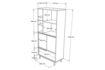 Liyakat Højskab Badeværelse 161,6 cm - Hvid - Hus & renovering - Køkken & bad - Badeværelse - Badeværelsesmøbler - Vægskabe & højskabe