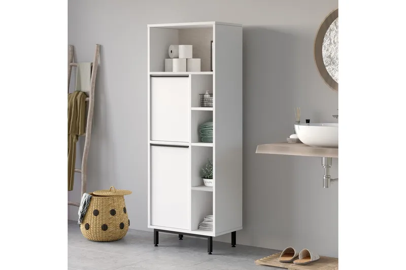 Liyakat Højskab Badeværelse 161,6 cm - Hvid - Hus & renovering - Køkken & bad - Badeværelse - Badeværelsesmøbler - Vægskabe & højskabe