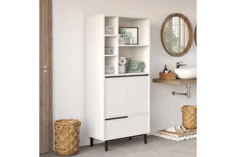 Liyakat Højskab Badeværelse 161,6 cm - Hvid - Hus & renovering - Køkken & bad - Badeværelse - Badeværelsesmøbler - Vægskabe & højskabe